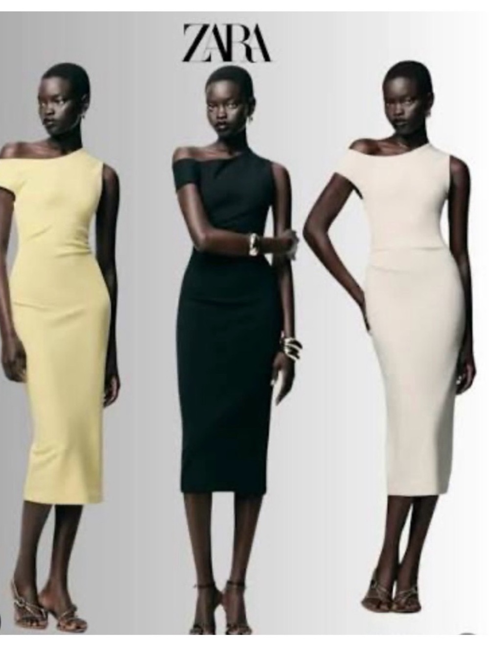 Zara One-Shoulder Black Midi Dress - Picture 5 of 5